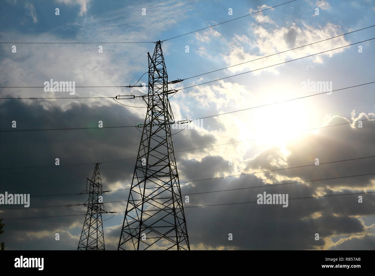 Overhead transmission of electricity through high voltage lines with ...