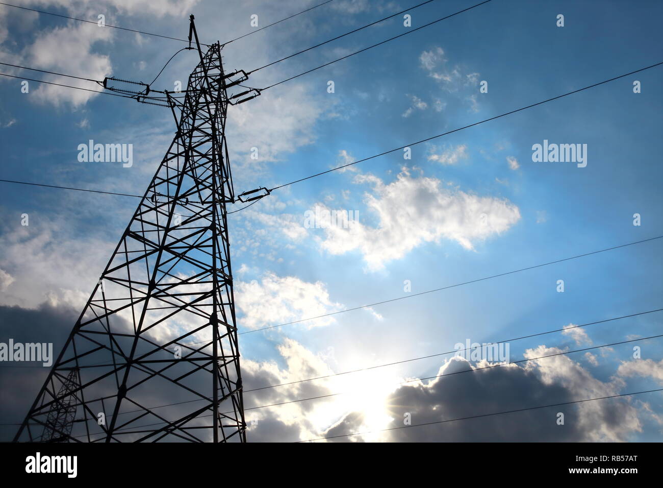 Overhead transmission of electricity through high voltage lines with