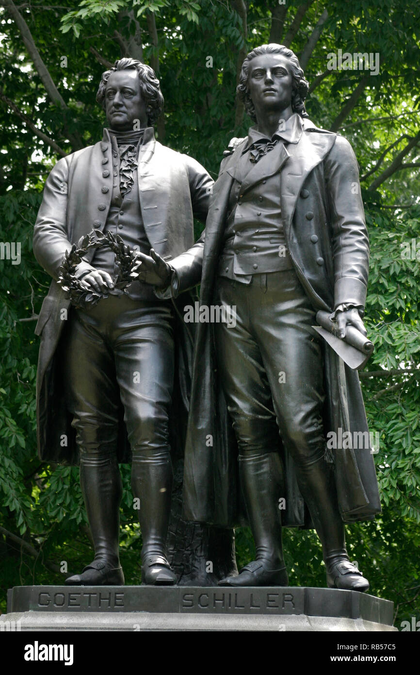 Goethe-Schiller Monument in the German Cultural Garden in Cleveland, Ohio, USA Stock Photo