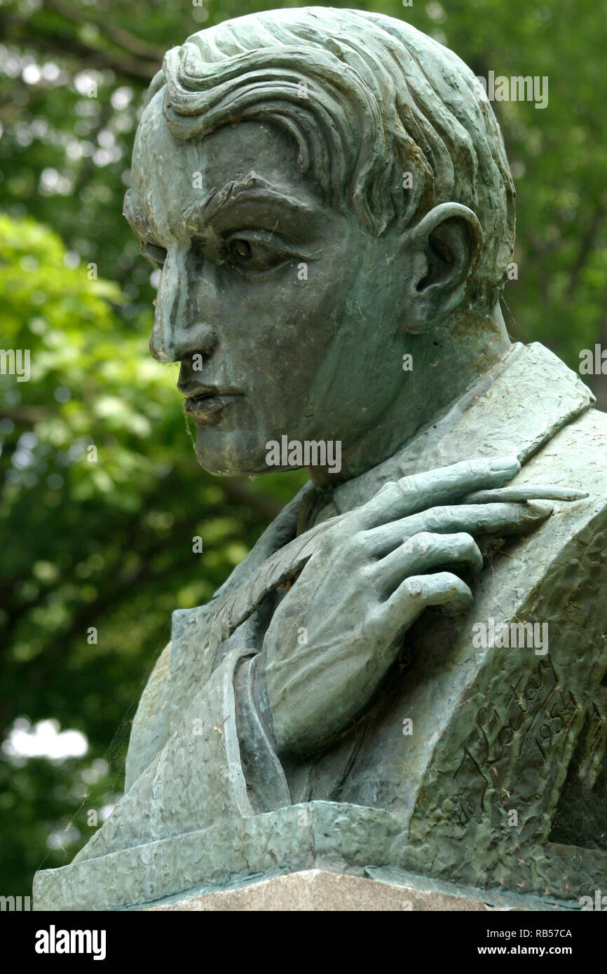 Endre Ady statue at Hungarian Cultural Garden in Cleveland, Ohio, USA Stock Photo