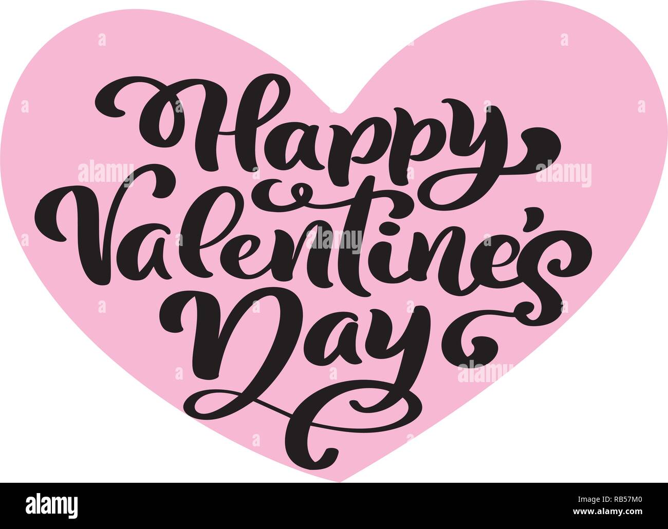 Calligraphy phrase Happy Valentine s Day in pink heart. Vector ...