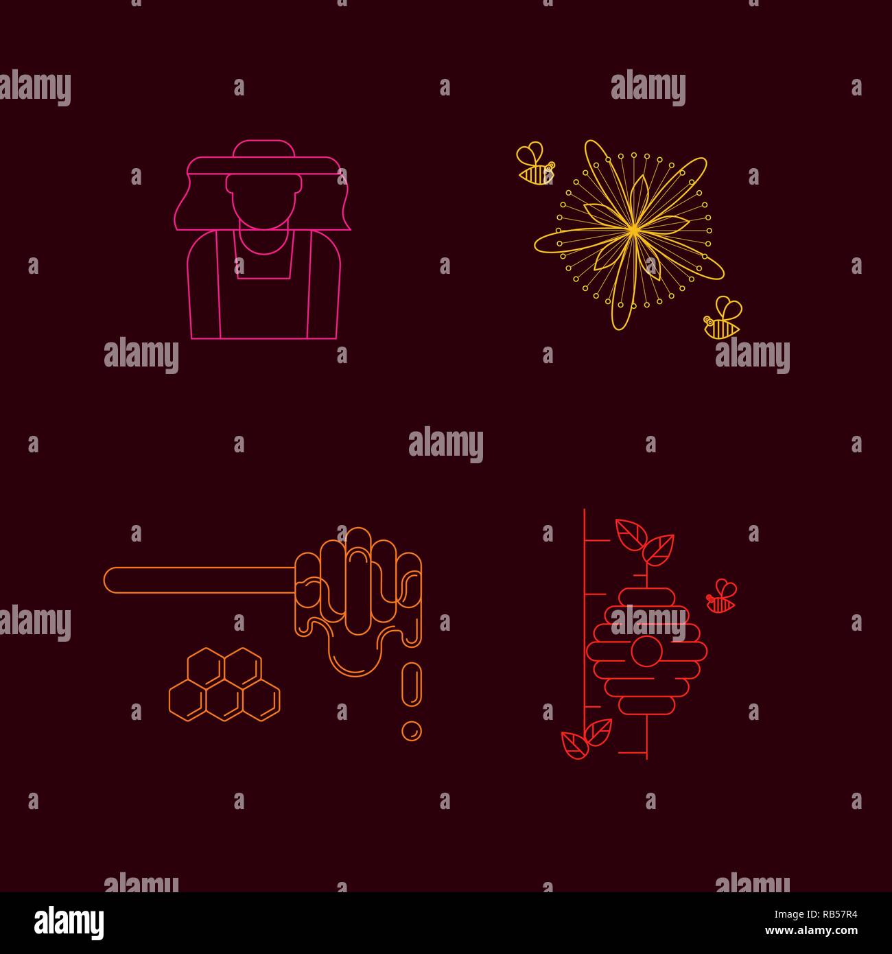 honey vector linear icons for print , web site, flyer Stock Vector