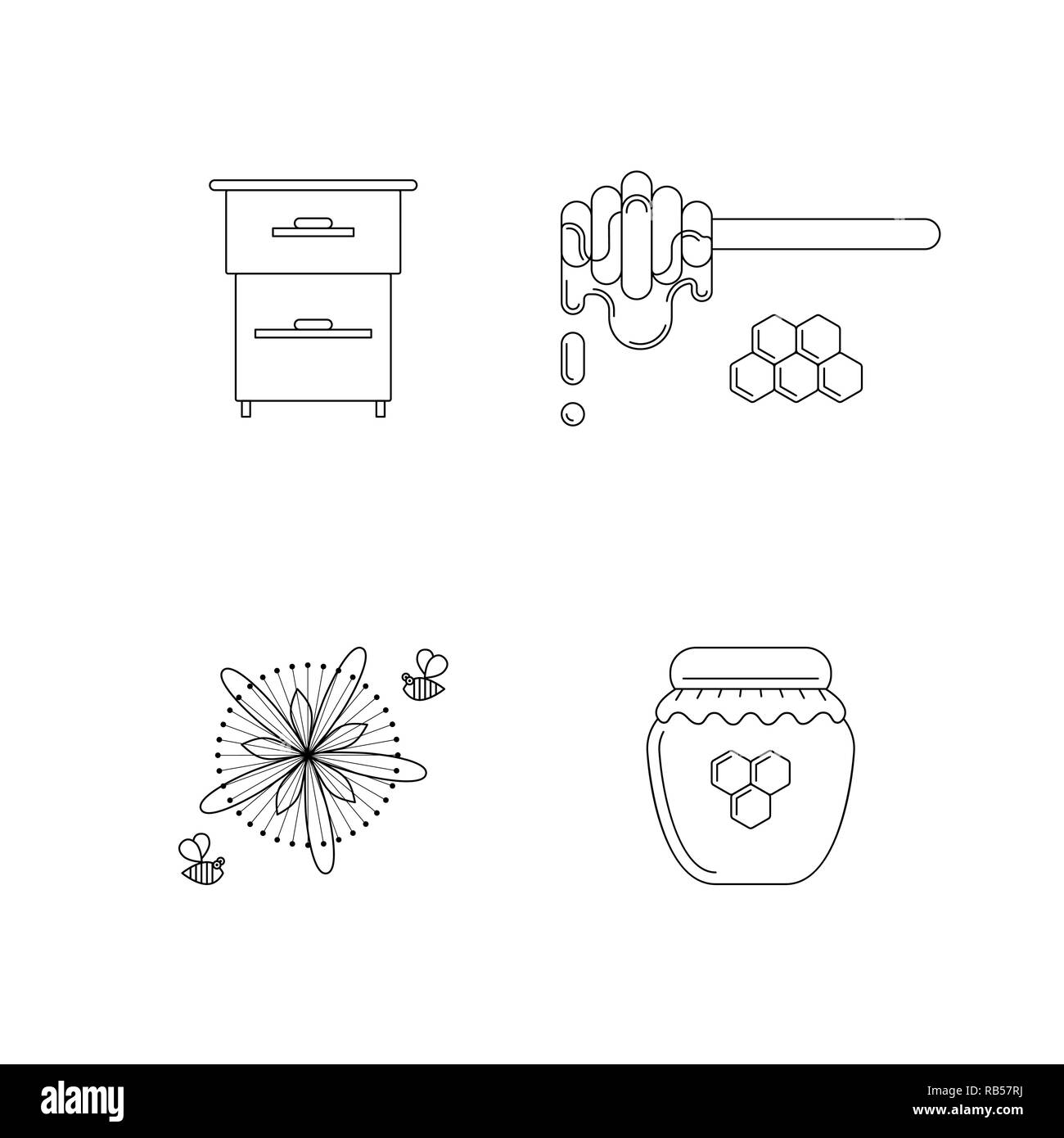honey vector linear icons for print , web site, flyer Stock Vector