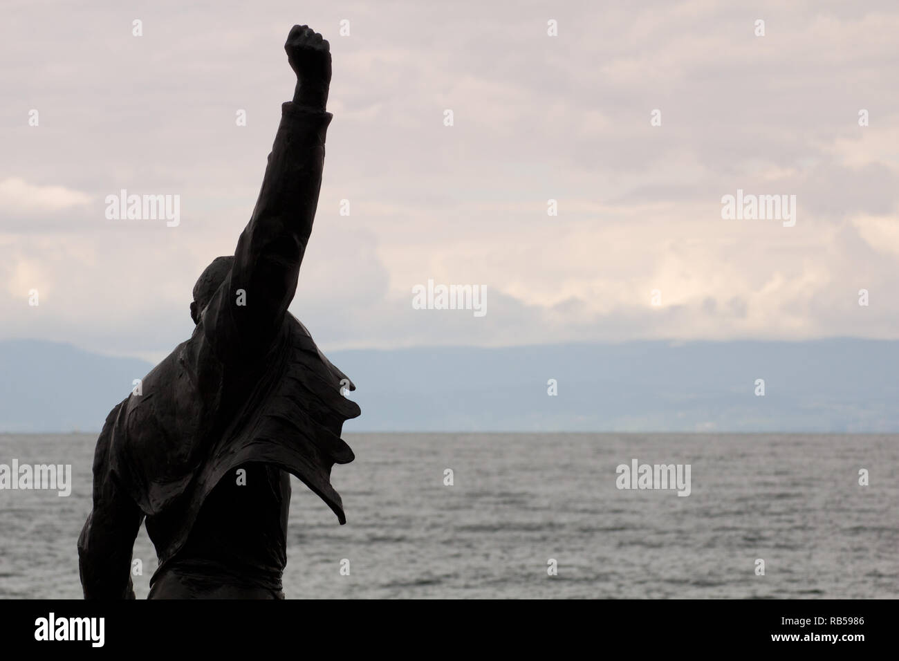 The Freddie Mercury Statue (by Irena Sedlecká) - Montreux - Lake Geneva - Switzerland Stock Photo