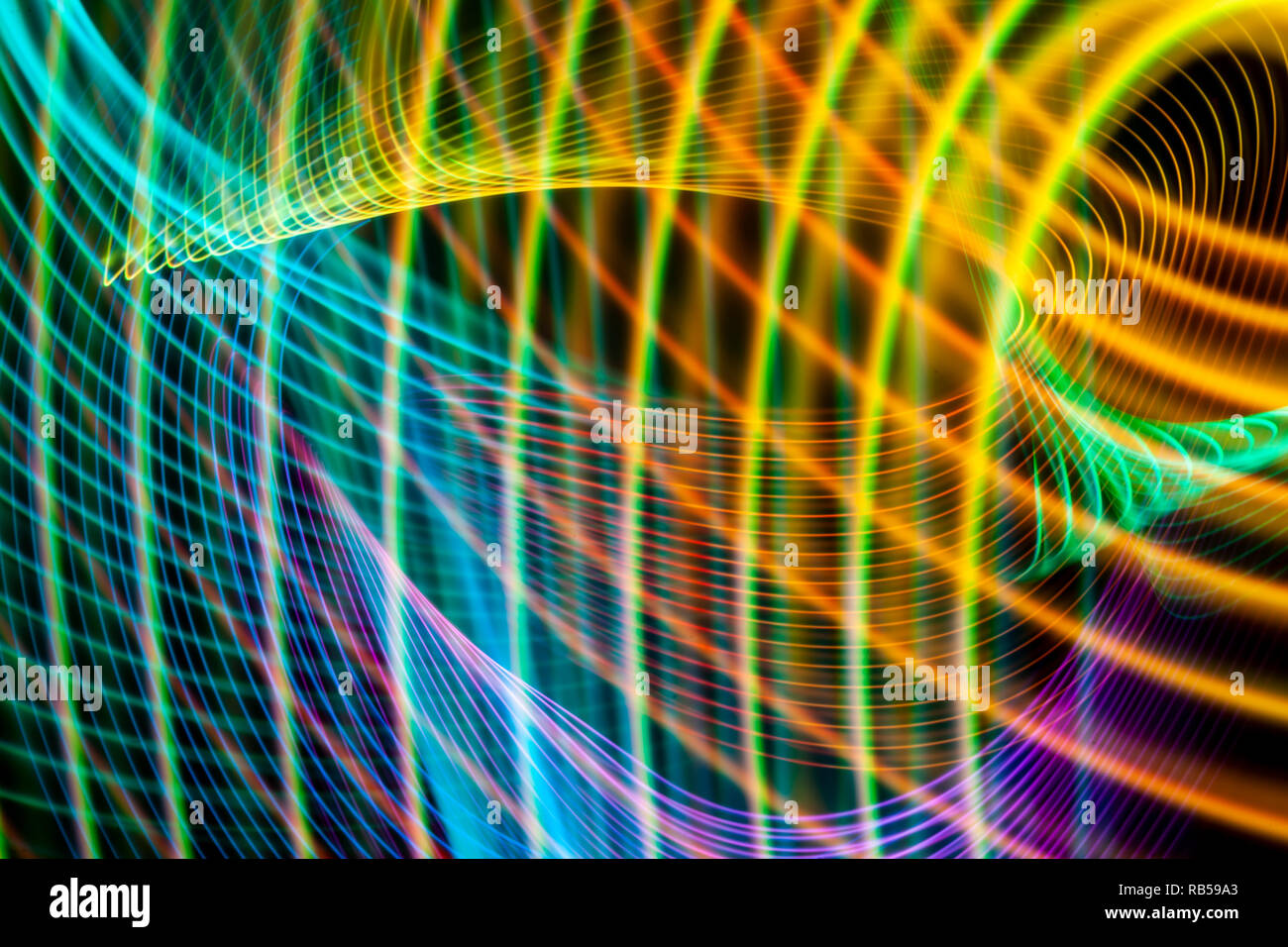 Abstract light rainbow trails in random motion background image ...