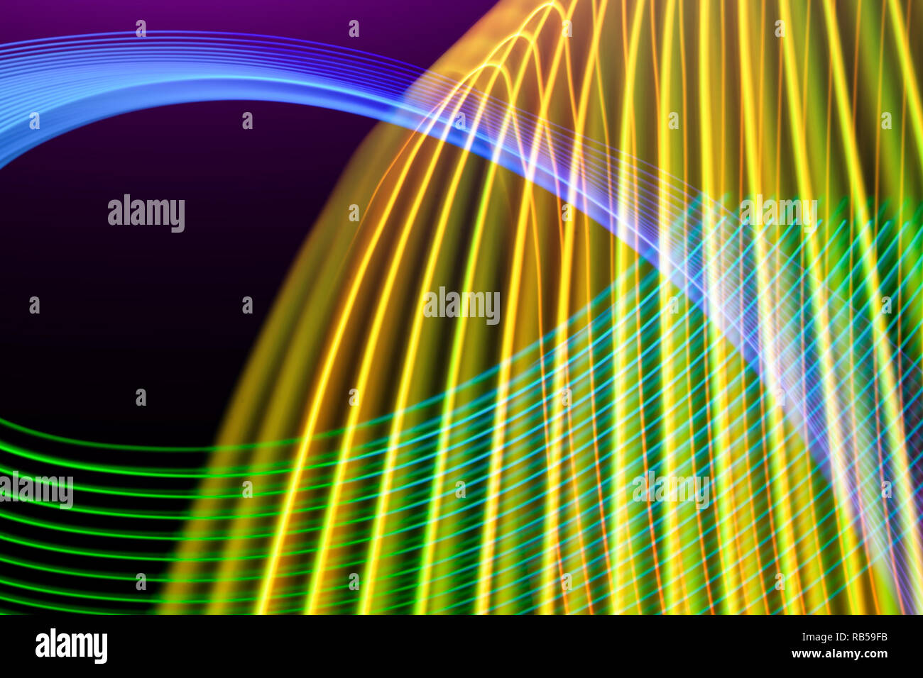 Abstract light rainbow trails in random motion background image ...