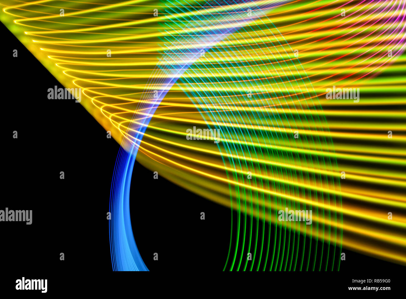 Abstract light rainbow trails in random motion background image ...