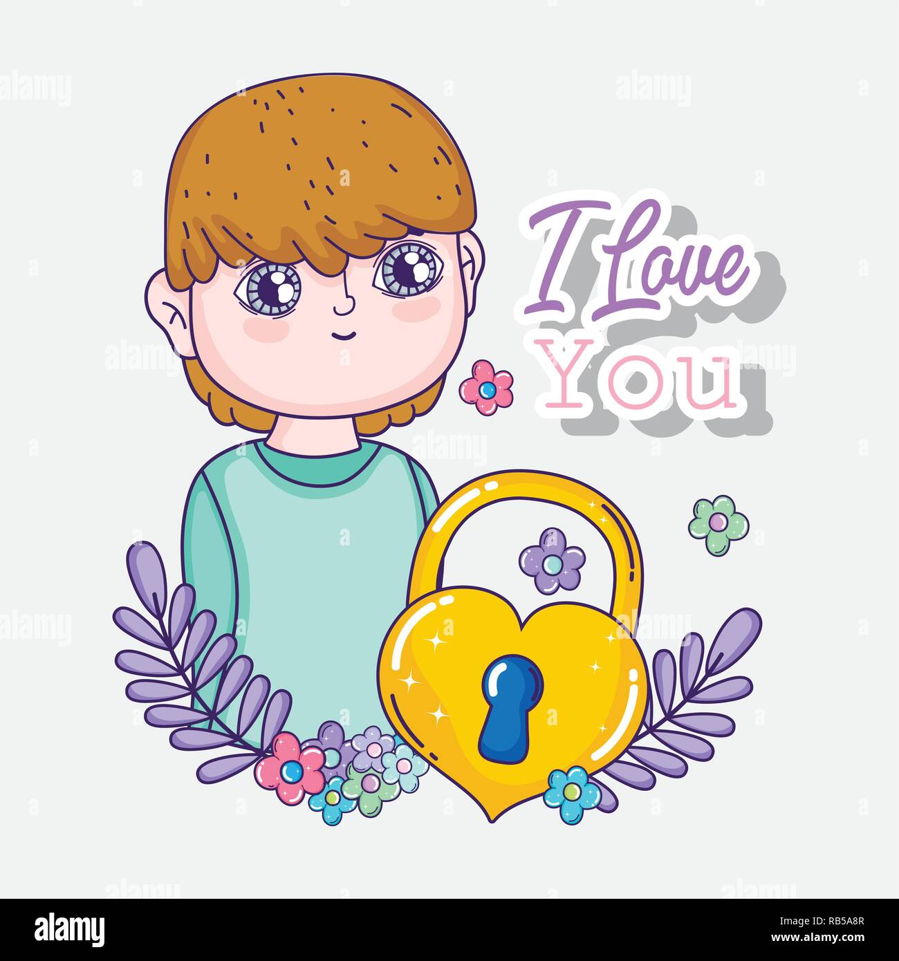 Boy with love letter and flowers hi-res stock photography and images ...