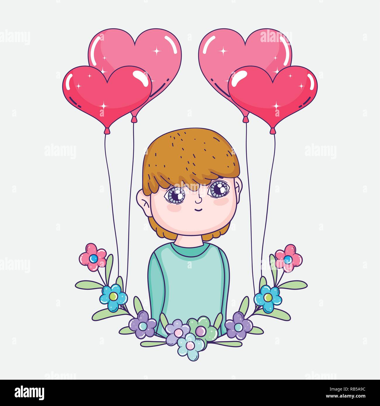 Boy with love letter and flowers hi-res stock photography and images ...