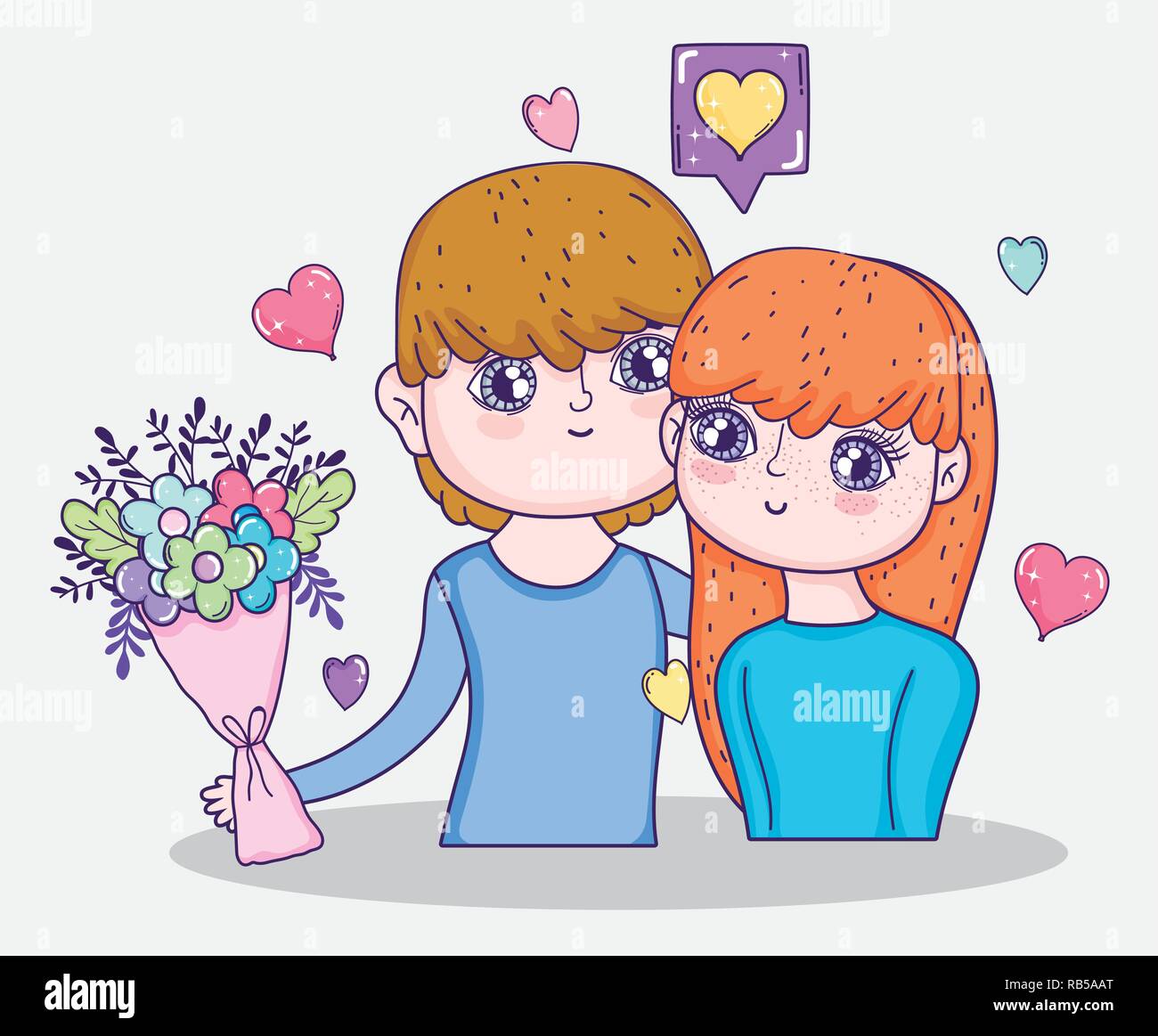 Boy with love letter and flowers hi-res stock photography and images ...
