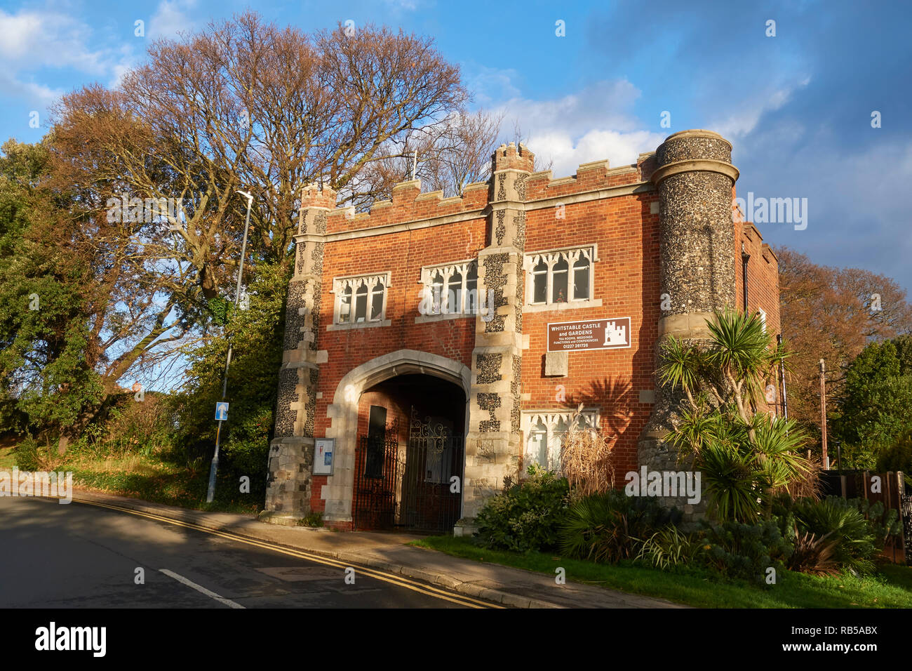 The gatehouse (lower) entrance to Whitstable Castle, Whitstable, Kent. Stock Photo