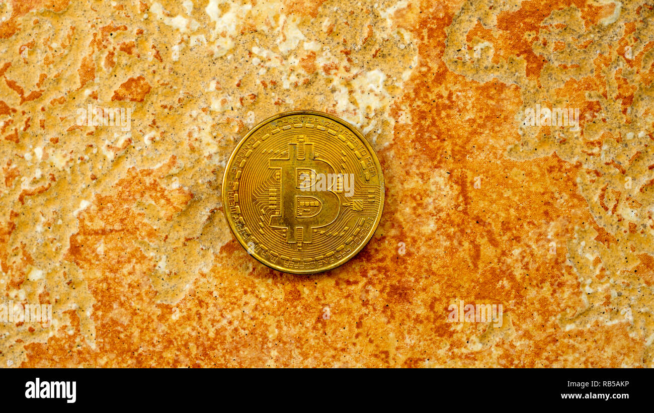 Crypto currency Gold Bitcoin, BTC, macro shot of Bitcoin coins on rock  background, bitcoin mining concept Stock Photo - Alamy