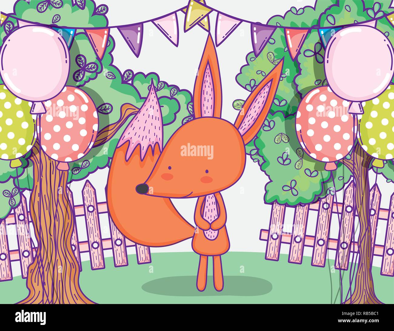 cute fox happy birthday with balloons Stock Vector Image & Art - Alamy
