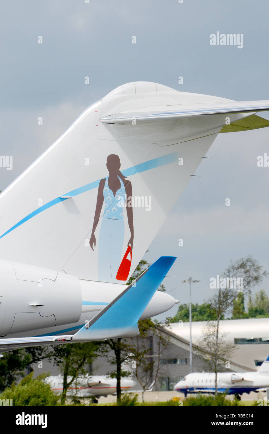 Bombardier Bd-700-1A11 Global 5000 M-Ajwa Of A.j. Walter (Aviation) Ltd.  Private Jet Plane With Female Figure Tail Art. Corporate Jet Stock Photo -  Alamy