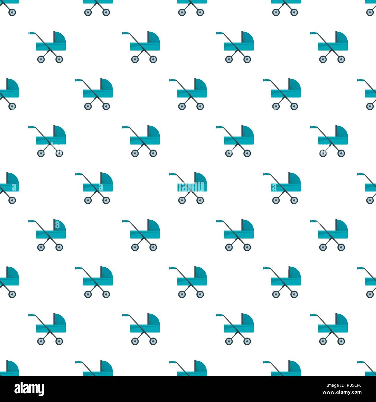 Baby pram pattern seamless vector repeat for any web design Stock Vector