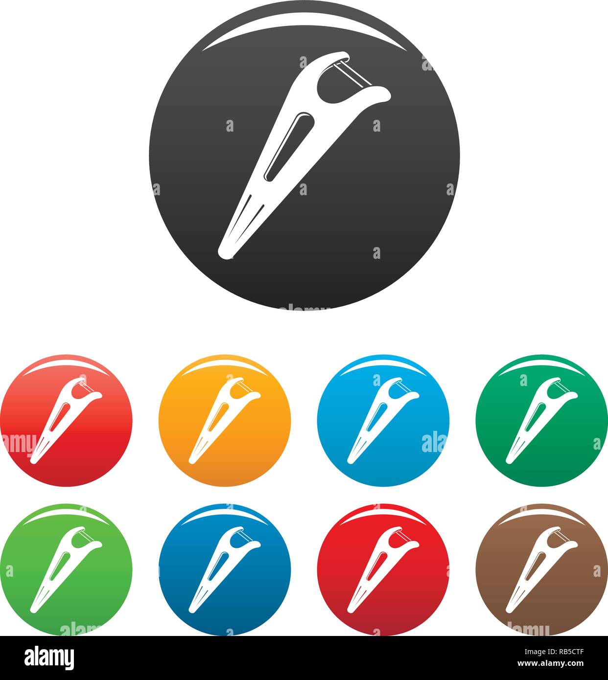 Dental floss tool icons set 9 color vector isolated on white for any ...