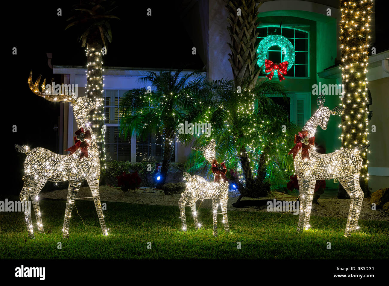 Exterior Holiday Lights Stock Photo - Alamy