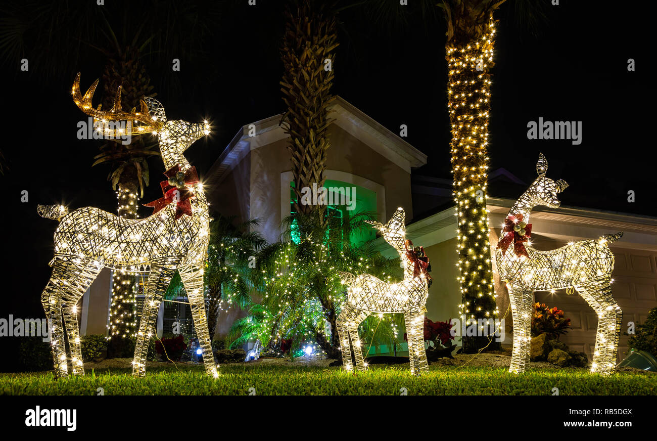 Exterior Holiday Lights Stock Photo - Alamy