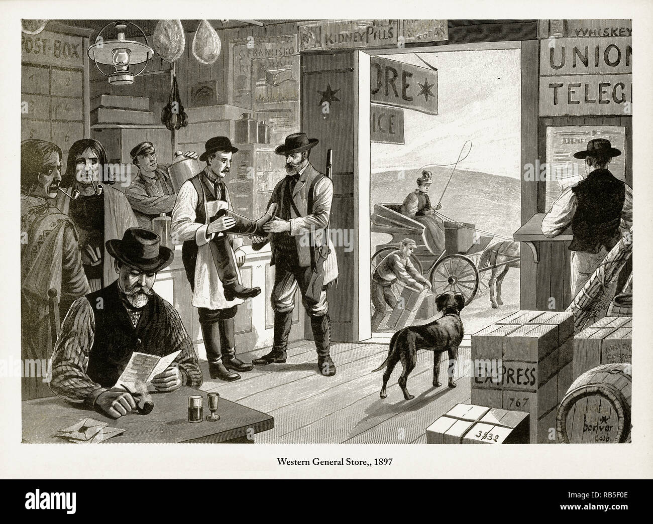 Western General Store, Early American Engraving, 1897 Stock Photo Alamy