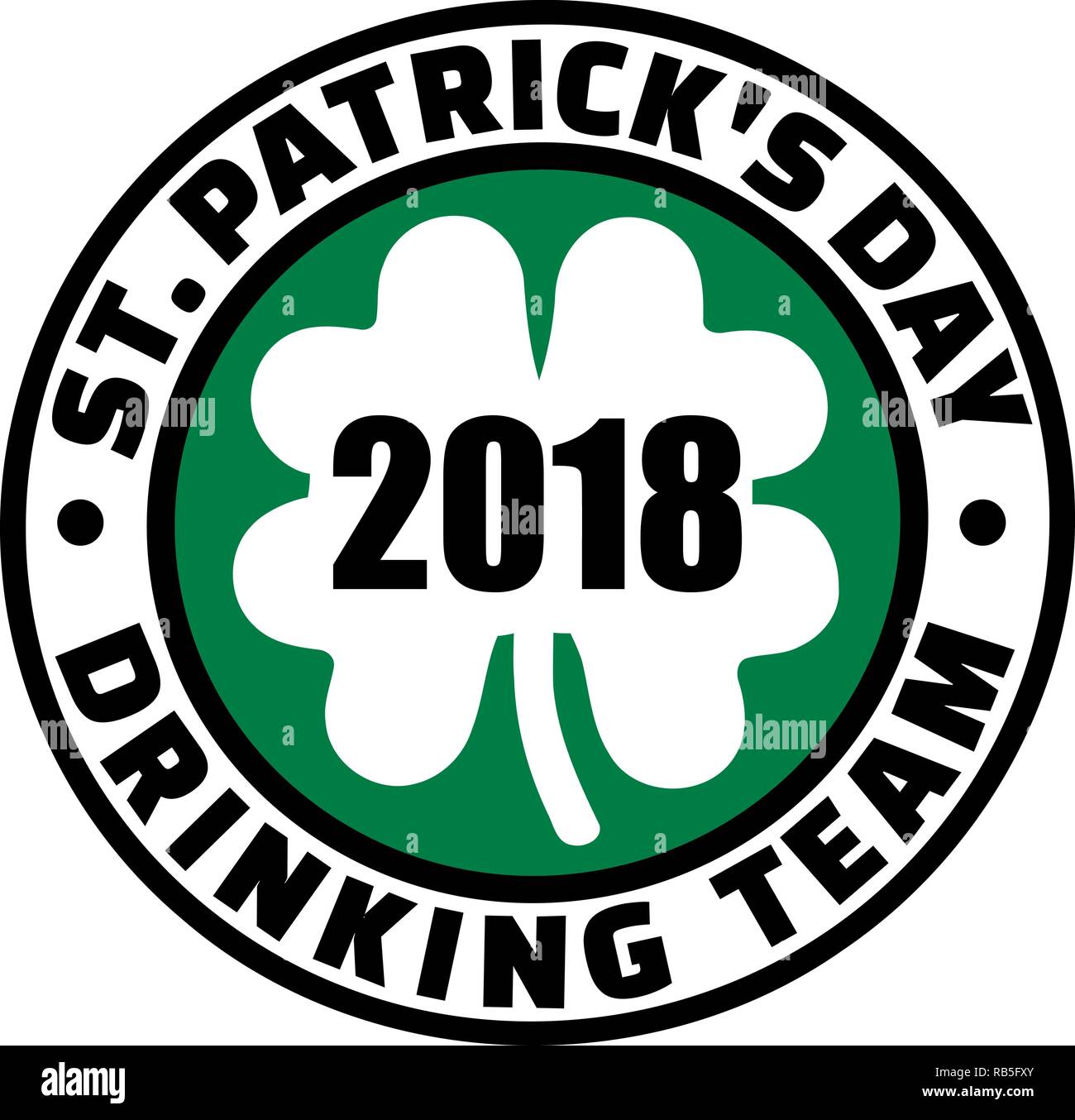 Irish drinking team 2018 emblem green black Stock Vector