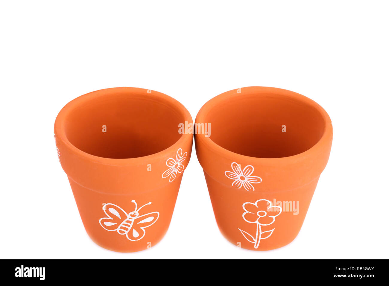 Flower pots isolated on a white background Stock Photo - Alamy