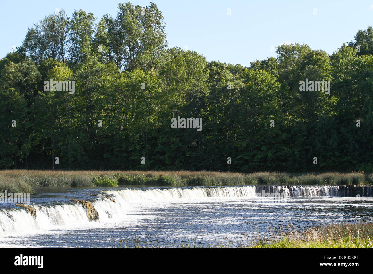 Beautifuyl countryside view of wides waterfall in whole Europe, the Ventas rumba. Stock Photo