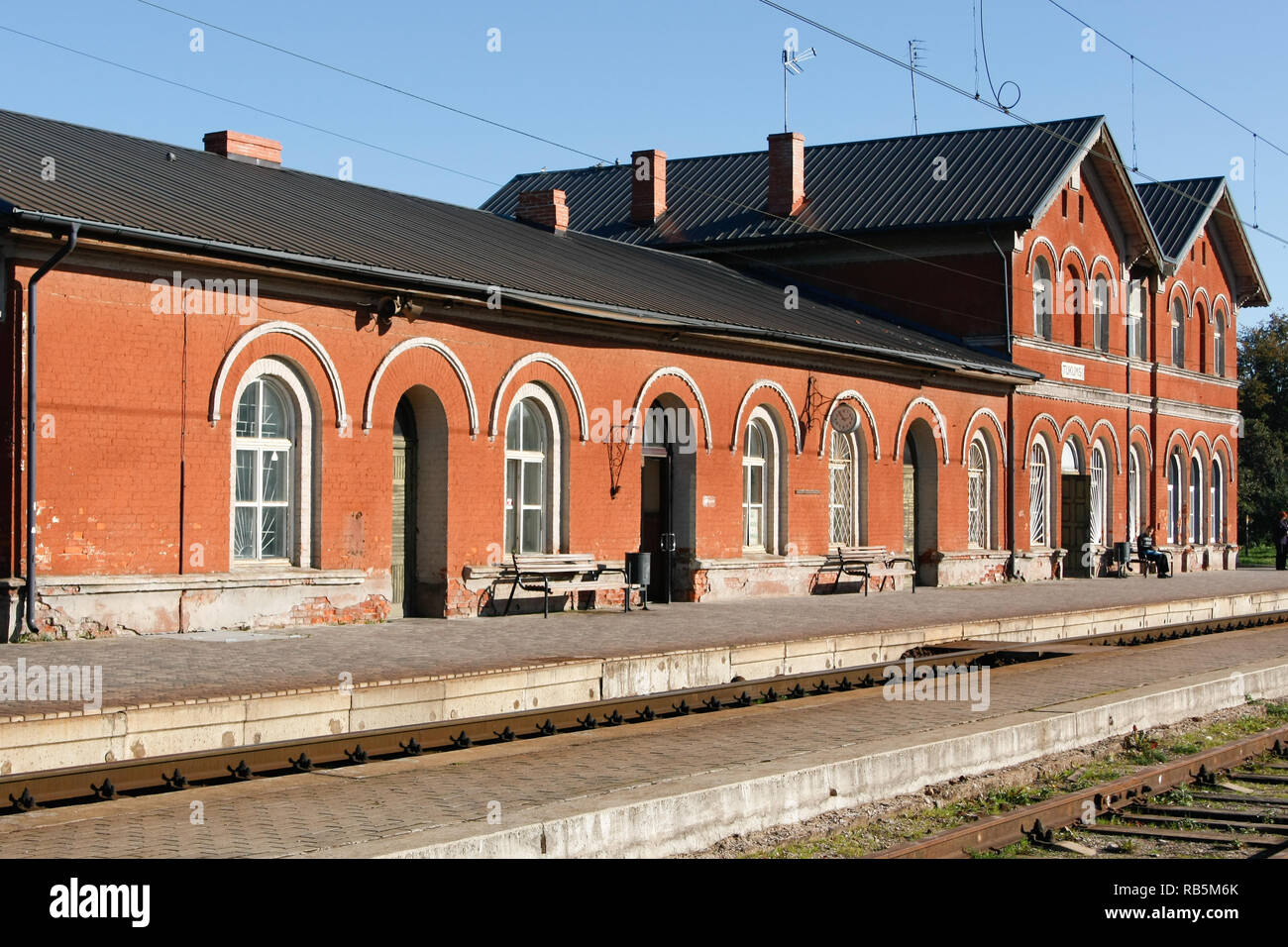 Beautiful view of old railway station. Stock Photo