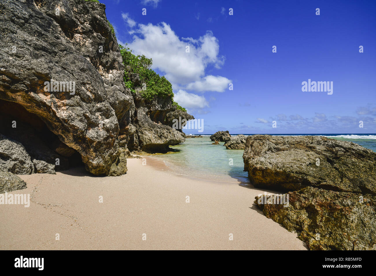 Beautiful Tagachang Beach in Guam, US Territory. Stock Photo