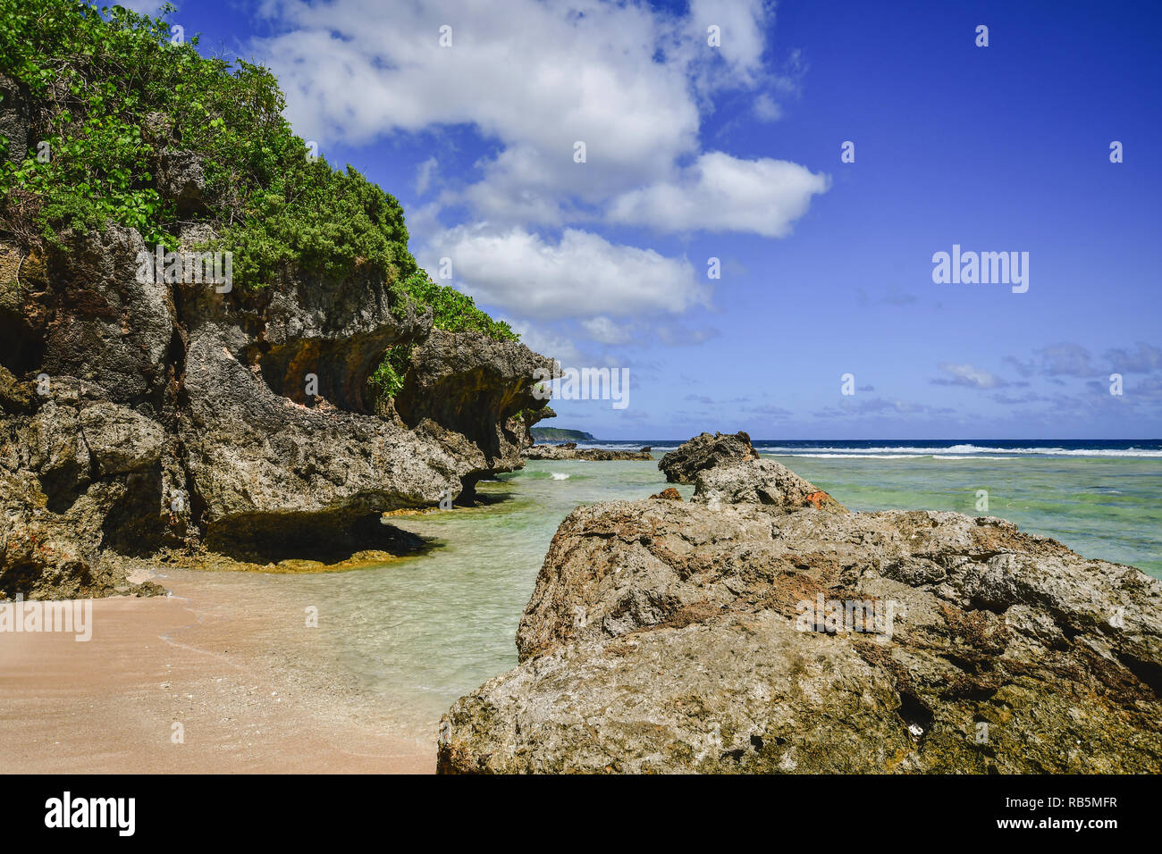 Beautiful Tagachang Beach in Guam, US Territory. Stock Photo