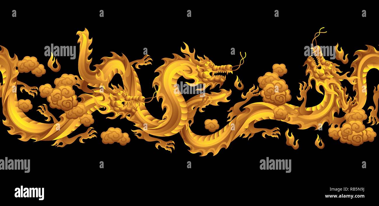Seamless pattern with Chinese dragons Stock Vector Image & Art - Alamy