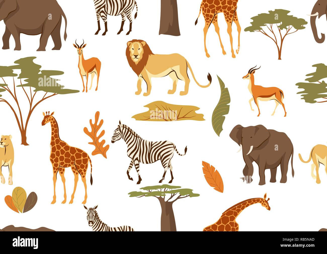 Seamless pattern with African savanna animals Stock Vector Image & Art -  Alamy
