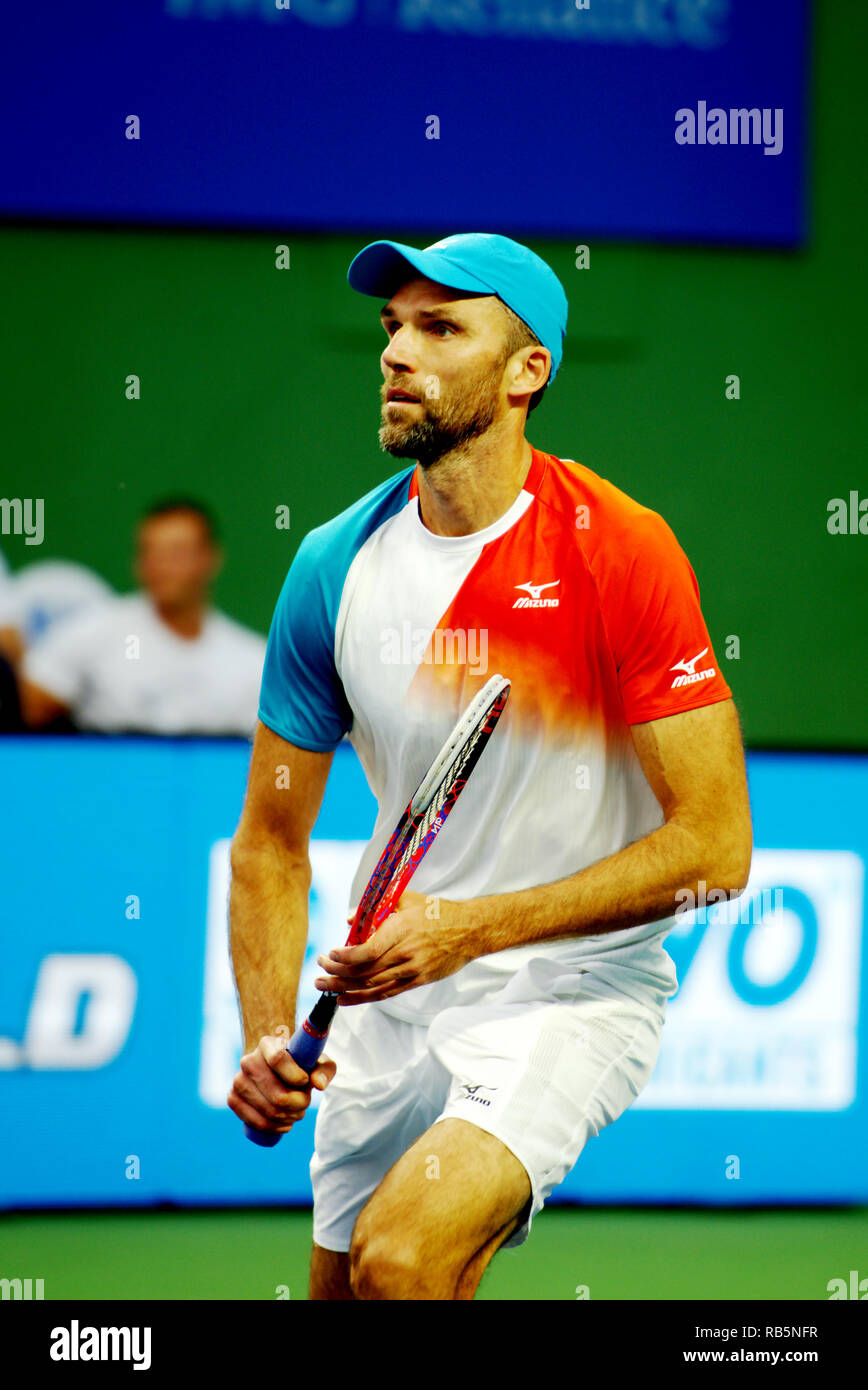 Pune, India. 5th January 2019. Ivo Karlovic of Croatia in action in the  singles finals of Tata Open Maharashtra ATP Tennis tournament in Pune,  India Stock Photo - Alamy