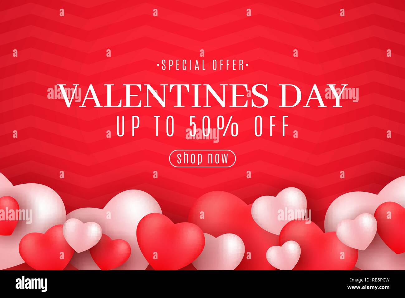 Valentine's Day sale cover. Romantic 3D hearts on a red background. Modern  design for your business. Special offer. Abstract pattern. Romantic composi  Stock Vector Image & Art - Alamy