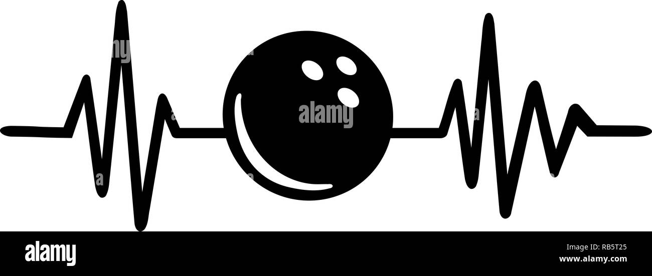 Heartbeat pulse line with black bowling ball Stock Photo