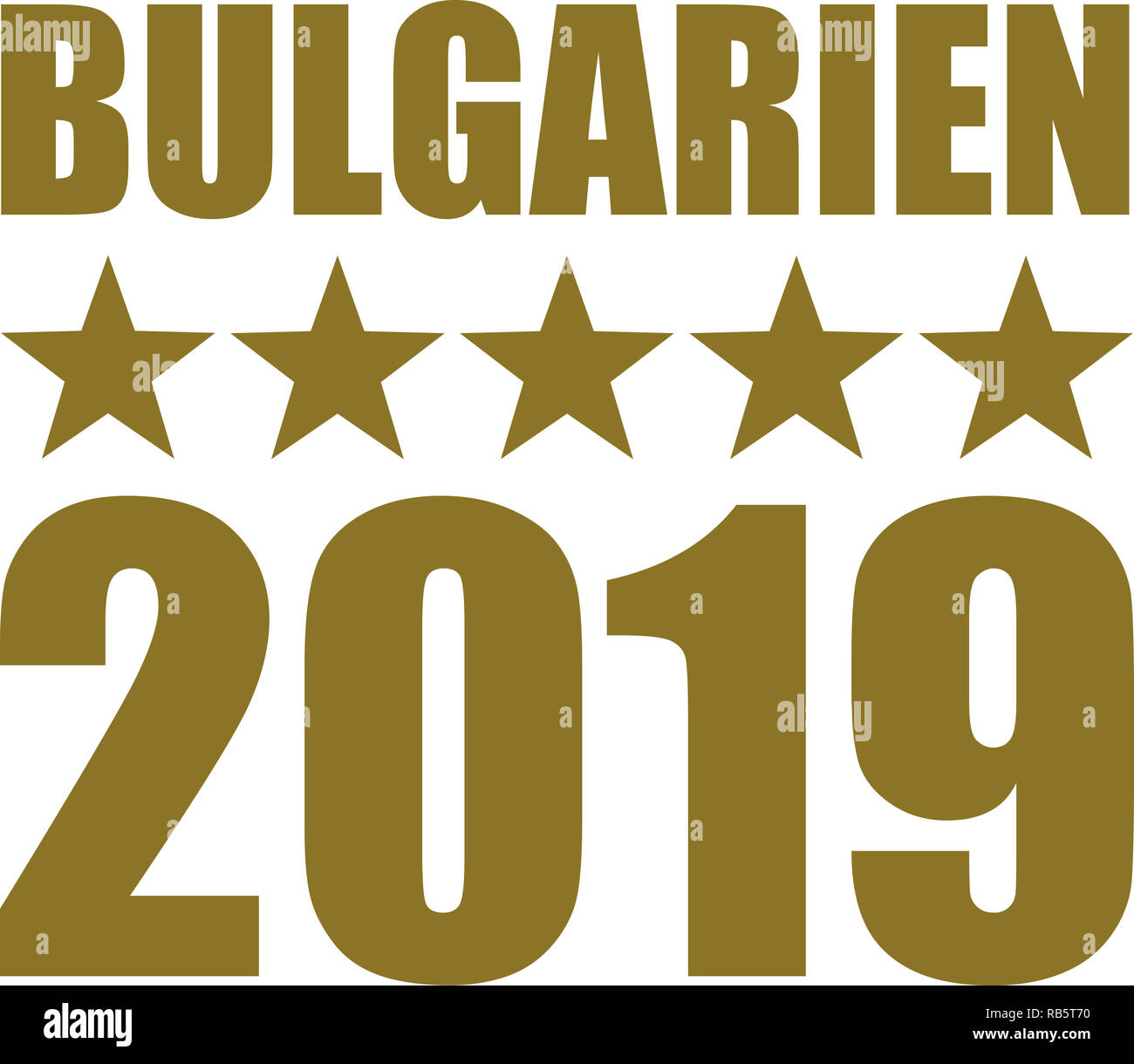German word for Bulgaria with number 2019 and golden stars Stock Photo