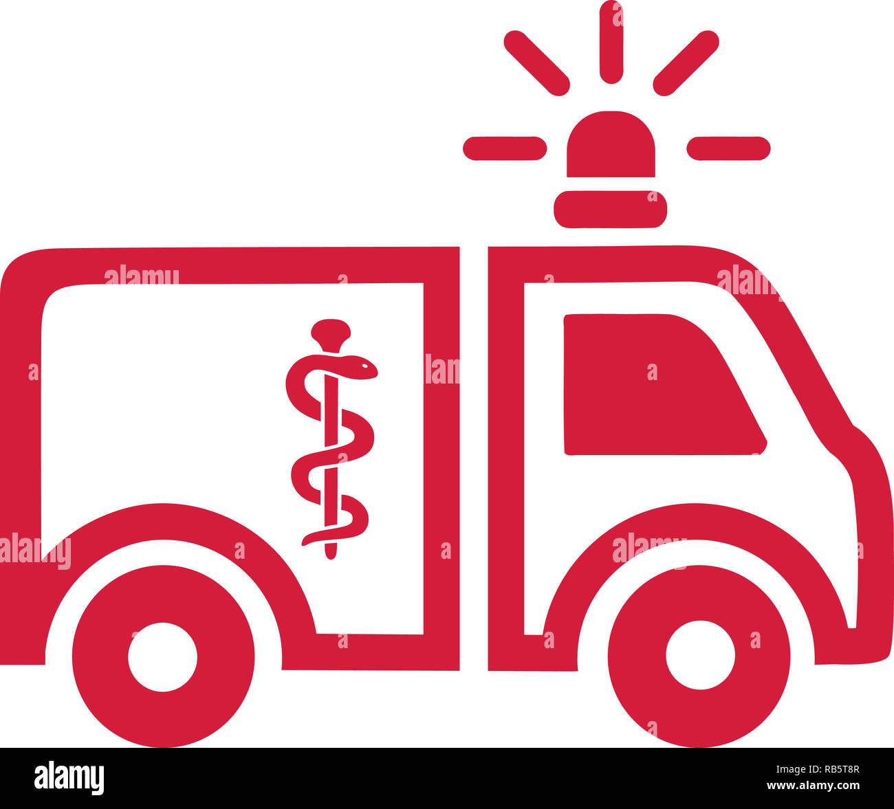 Red ambulance car with warning light Stock Photo