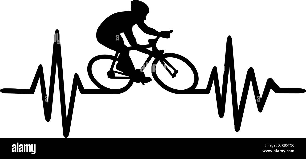 Heartbeat pulse line with bike Stock Photo