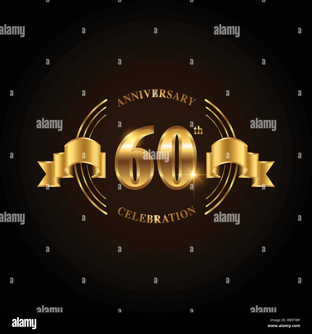 60 years anniversary celebration logotype. Golden anniversary emblem ...