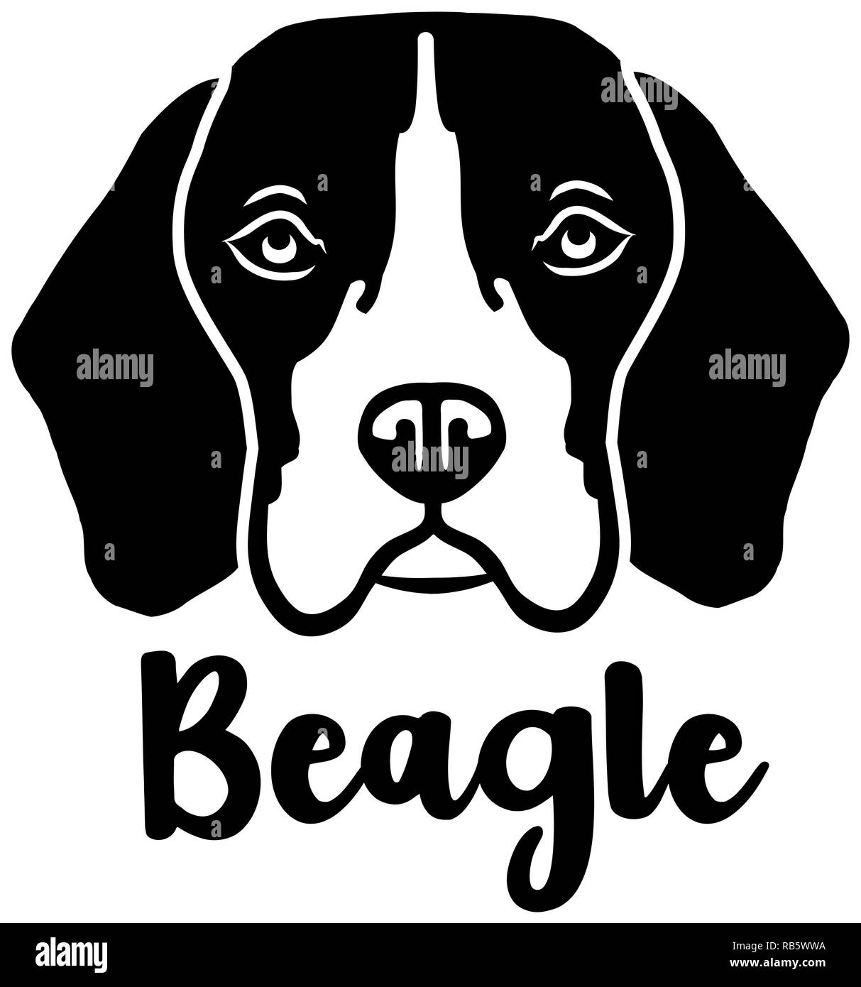 Beagle head black with name Stock Photo - Alamy