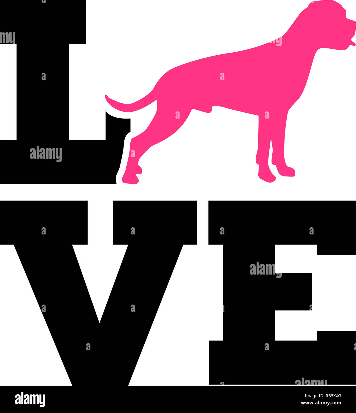 Boxer Love with pink silhouette Stock Photo