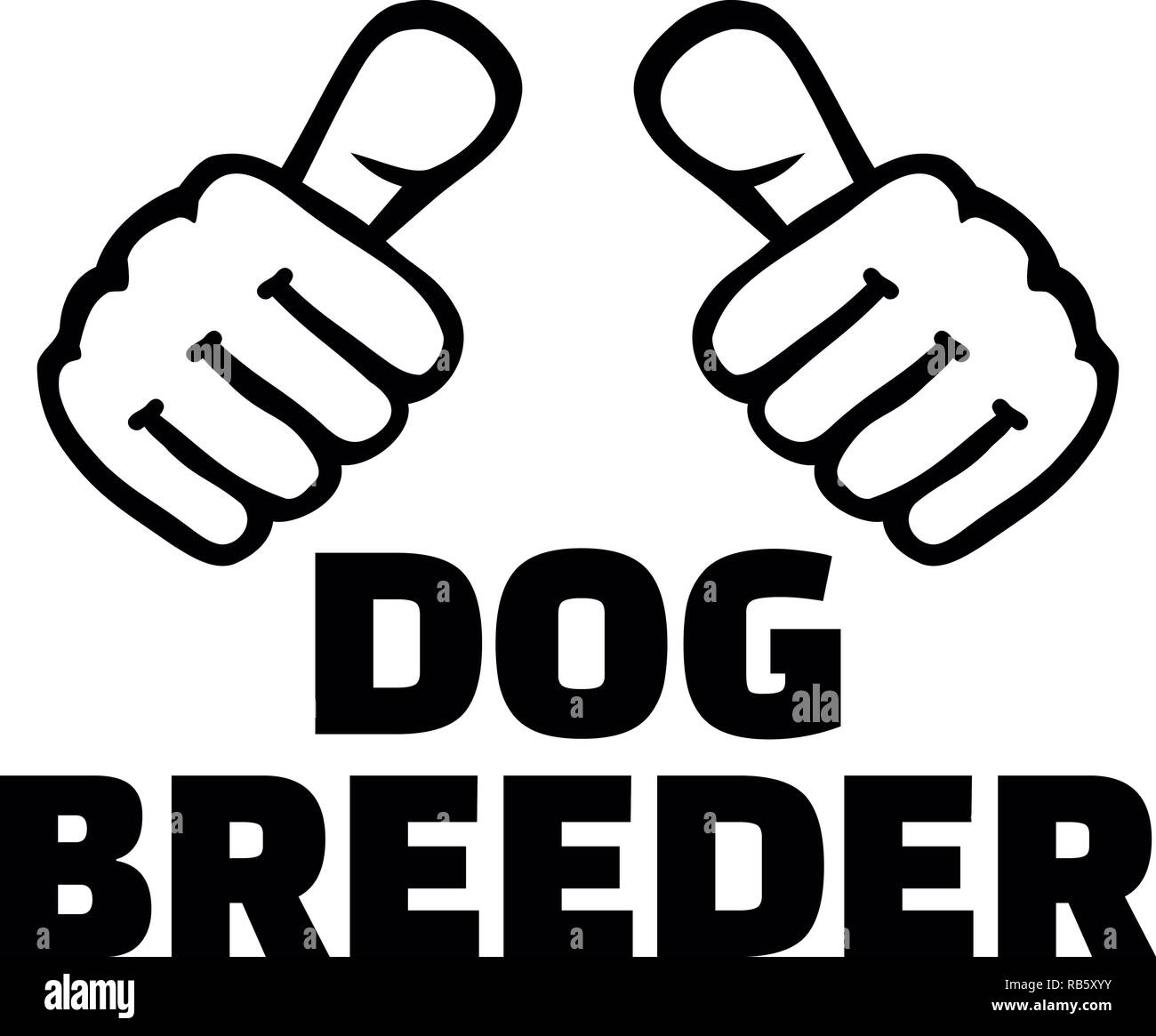 Dog breeder thumbs with word Stock Photo