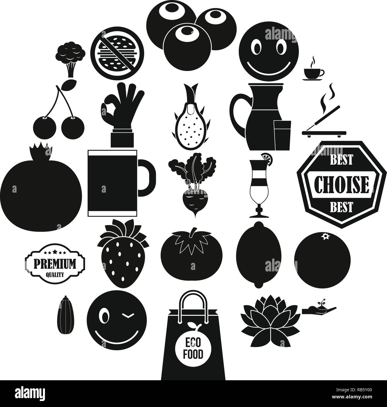 Vegetarian cafe icons set, simple style Stock Vector Image & Art - Alamy