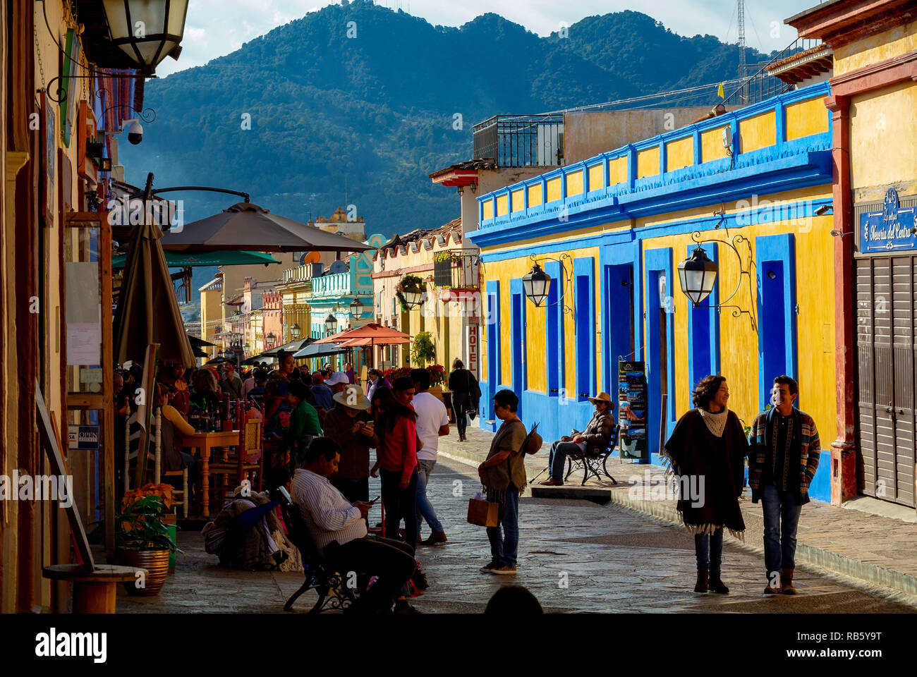 San Cristobal de las Casas, Chiapas, Mexico, Tourists walking in the