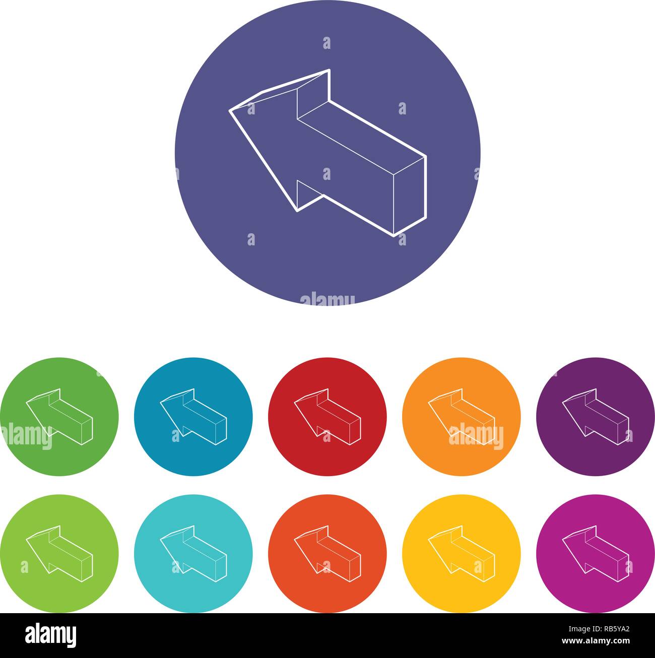 Left arrow icons set vector color Stock Vector