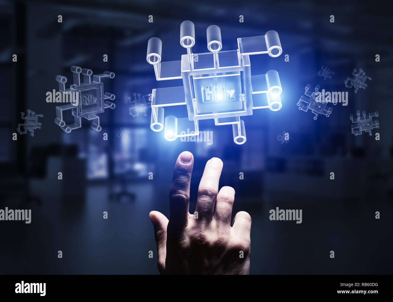 Computing and innovation concept with chip icon. Mixed media Stock ...