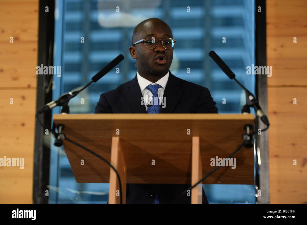 Former universities minister Sam Gyimah speaking during a People's Vote event at Coin Street Neighbourhood Centre, central London. Stock Photo
