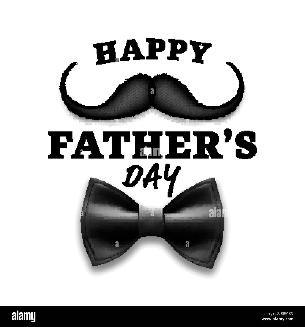 Happy Father s Day Vector. Moustache, Bow Tie. Vintage Style Greeting ...