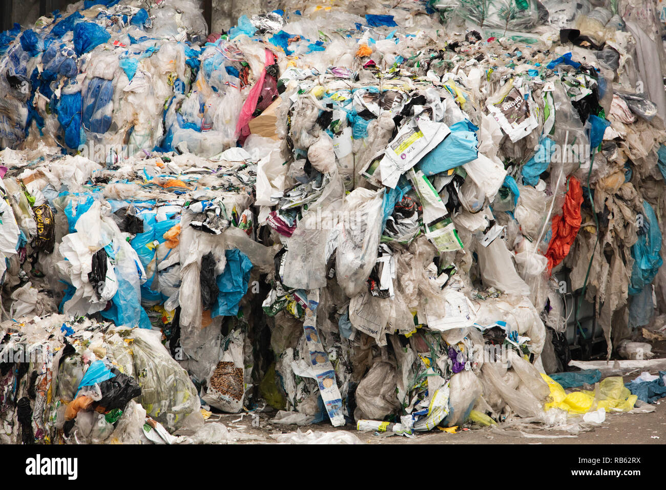 Used plastic, ready for reclycling. Recycling company Van Scherpenzeel