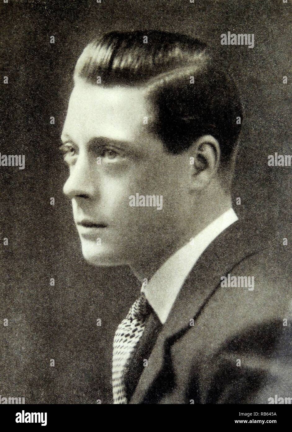 Camera portrait of His Royal Highness the Prince Edward VII of Wales (1894 - 1972). Dated 1928 Stock Photo