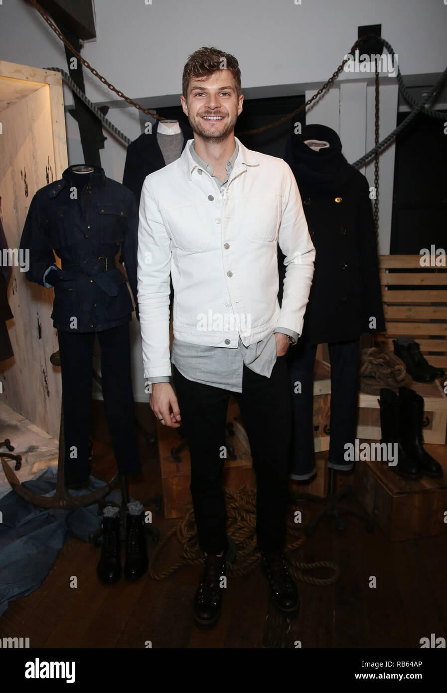 Jim Chapman at the Belstaff presentation during the London Fashion Week Men's AW19 show held at Belstaff House, London. Stock Photo